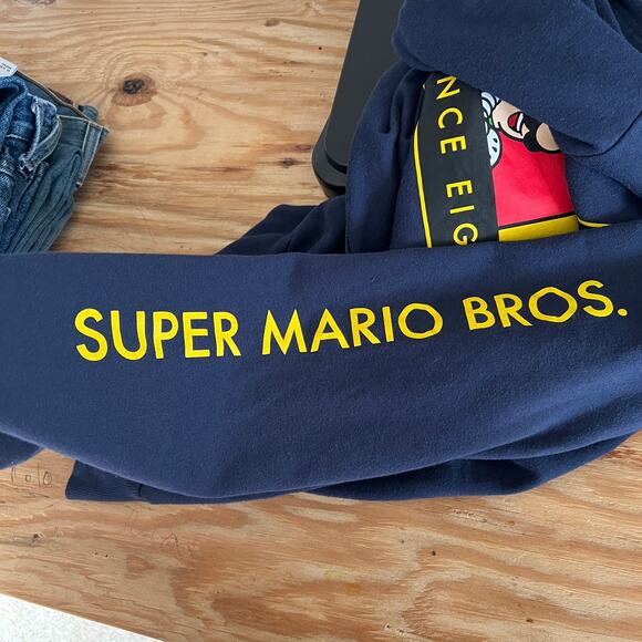 Super Mario Bros Hoodie Since Eighty-Five Navy Blue Nintendo XL 2020 - Picture 8 of 8